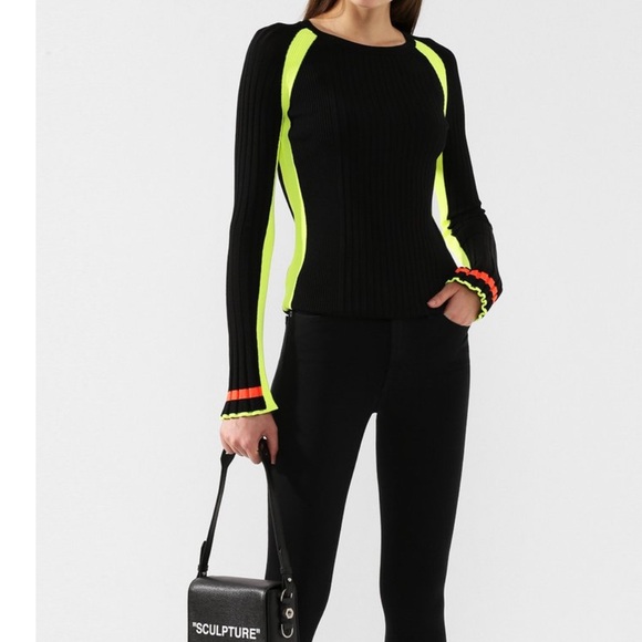 Black and Neon Yellow Long Sleeve Top - Picture 2 of 10